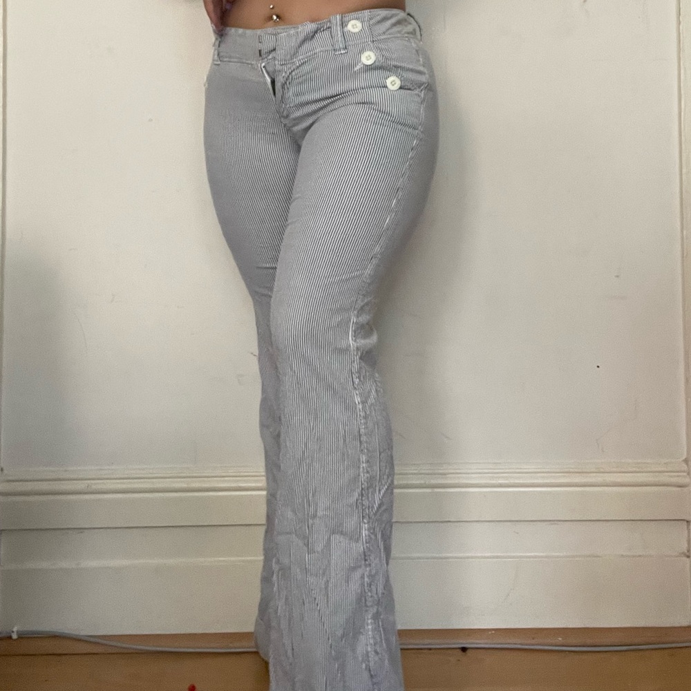 Pinstripe black and white pants